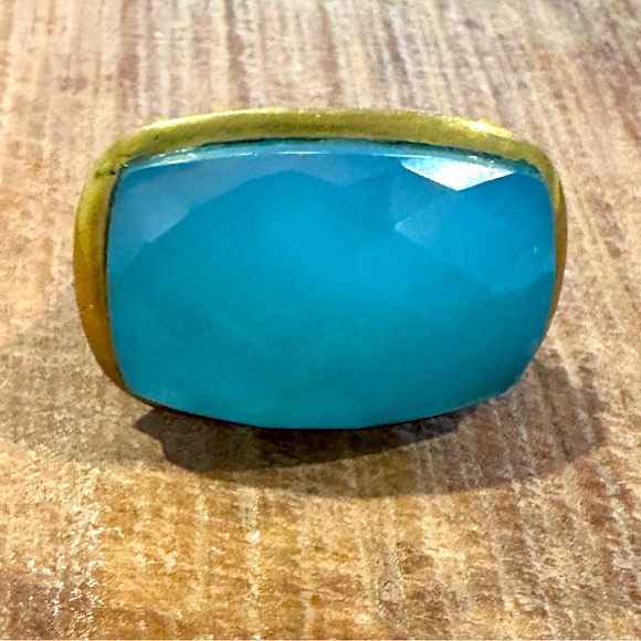 Statement ring that elevates any outfit. Blue chalcedony stone. - Picture 1 of 3